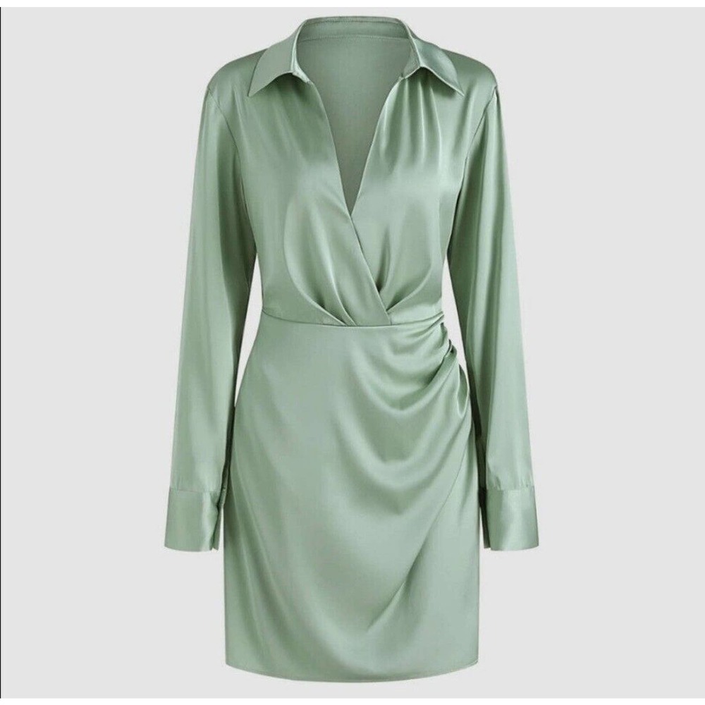 Dirty Martini Long Sleeve Pale Green Mini Dress by Cider Women's Size Large - Picture 1 of 11